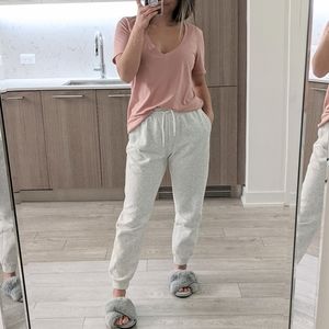 Babaton Aritzia Pink V-neck T-Shirt